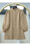 Tie-Waist Half Button Pleated Tunic - Mink