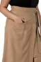 Large Size Front Slit Ornamental Lacing Detail Bag Pocket Mink Midi Skirt - 6