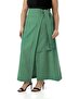 Plus Size Front Slit Ornamental Lacing Detail Bag Pocket Green Midi Skirt - 6