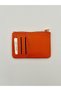 Orange Color Orange Color Card Holder with Double-Sided Zipper Closure Wallet Section
