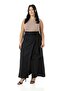 Plus Size Front Slit Ornamental Lacing Detail Bag Pocket Black Midi Skirt - 4