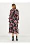 All Over Print Balloon Sleeves A-Line Midi Dress - 6