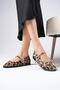 Camille Leopard Print Women's Ballerina Shoes with Side Buckle - 5