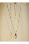 Gold Full Stone Heart and Single Stone Necklace 44 cm - 3