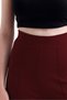 Women's Burgundy Front Ribbed Wide Fit Wide Leg Modal Fabric High Waist Recovery Pants Leggings - 3