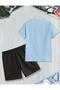 Baby Blue Balance Printed Short Tshirt Set for Boys - 2