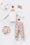Floral Printed Ruffle Detailed Headband Pantalon-Badi Set