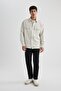 Relax Fit Polo Collar Snap Closure Pocketed Long Sleeve Shirt Jacket A5329Ax23Au - 2