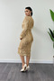 Fringed sequin fabric pencil dress - gold - 5