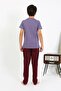 Boy's Short Sleeve Combed Cotton Pajama Suit 20758 Purple - 5