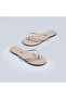 Women's Classic Patent Leather Beige Stylish Daily Flip Flops - 4