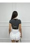 Women's Striped Zipper Detailed Crop Blouse - 3