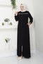 Hijab Clothing Sports Ferace Ribbed Collar Stripe Lace up Fabric - 7