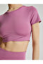 Crop Yoga T-Shirt Short Sleeve Asymmetrical Detailed - 5