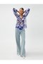 Chiffon Blouse Floral V-Neck - 2