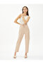 Viscose Carrot Trousers with Tie Waist