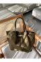 Women's Suede Leather Hand and Shoulder Bag with Magnet Closure and Lock Detail - 3