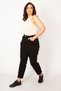 Women's Large Size Black High Waist 5 Pocket Skinny Leg Lycra Jeans 65n33947 - 3