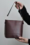 Claret Red Crocodile Patterned Bucket Model Women's Hand and Shoulder Crossbody Bag Gold Accessory - 4