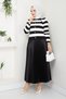 Women's Knitwear Cardigan Pleated Skirt Set - Black - 5