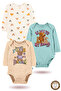 100% Cotton 3-Piece Organic Printed Snap Fastener Baby Bodysuit