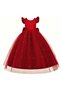 Girl's Long Red Color Pearl Dress Birthday Graduation Dress - 3