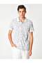 Polo Neck T-Shirt Floral Buttoned Short Sleeve Slim Fit - 3