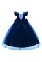 Girl's Long Navy Blue Color Pearl Dress Birthday Graduation Dress - 2
