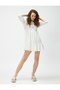 Long Sleeve Dress Lacing Detailed Flounced Viscose Mixed Bow Detail - 2