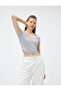 Crop T-Shirt Cotton Round Neck Ribbed Short Sleeve