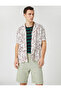 Summer Shirt Short Sleeve Floral Printed Shirt Turn-down Collar Cotton - 2