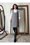 Short Black Thin Striped Cotton Plaid Square Collar Loose Gilet Dress