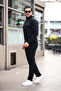 Men's Stylish Tracksuit Set with Embroidery Detail on the Chest, Dark Navy - 3