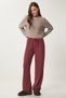 Yumoş Loose Knitted Trousers Bordo Lub0063 - 2
