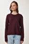 Crew Neck Basic Knitwear Sweater Bordo Lus0062 - 3