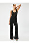 Wide Leg Trousers Ribbed Elastic Waist - 2