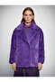 Melis Ağazat X - Short Oversize Plush Coat with Pocket Wrap Design - 3