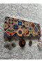 Natural Bohemian Wood Keychain with Tile Pattern - 2