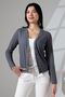 Korent Women's Soft Textured Slim Fit Basic Buttoned Square Jacquard Short Cardigan - Smoked - 7
