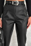 Leather Trousers with Carottain Belt-Black - 3