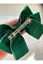 Buckle.Green Velvet Ribbon, Bow-Tie Style, Automatic Buckle. - 7