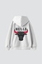 Bulls Printed Oversize Unisex White Hoodie