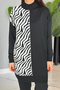 Zebra Feather Detail Knitwear Tunic 35022 Black - 3
