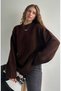 Women's Crew Neck Oversize Knitwear Sweater Brown - 2