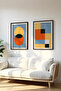 Wooden Black Framed 2 Piece Set Painting Huhu17 - Double Painting Set Black Frame