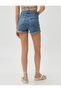 High-Rise Denim Shorts with Pockets Folded Cotton - 4