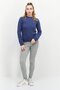 Women Crew Neck Embroidered Logo Knitted Sweater, Faded Blue - 2