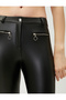 Faux Leather Skinny Trousers with Pocket Detail - 5