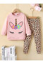Girl's Bottom Top Set Leopard Unicorn 100% Cotton - 2
