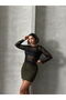 Women's Black Button Detailed Side Zippered Skirt - 5